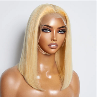 10-14 Inch Pre-Plucked 13&quot;x4&quot; #613 Straight Bob Lace Frontal Wig 150% Density