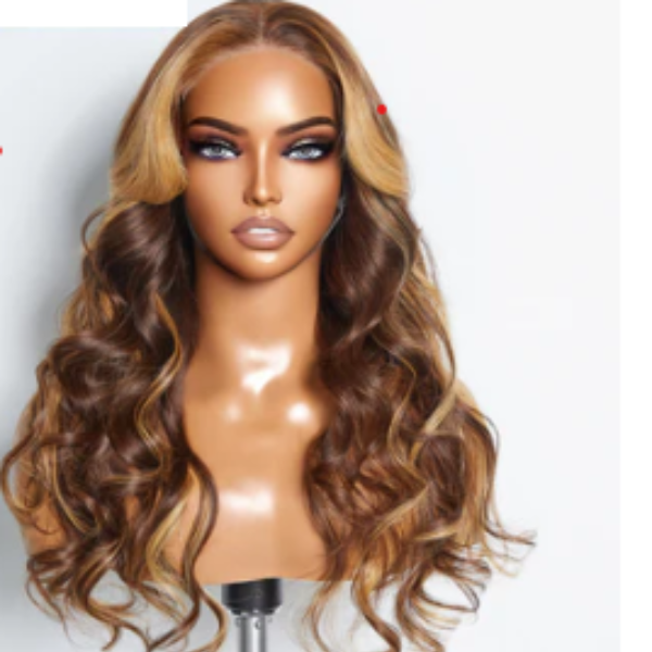 24 Inches 5&quot;x5&quot; Body Wavy Wear &amp; Go glue less #4/27 Lace Closure Wig-100% Human Hair