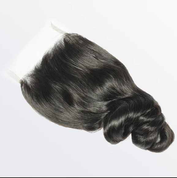 14-20 Inch 4&quot; x 4&quot; Loose Wave Free Parted Lace Closure #1B Natural Black