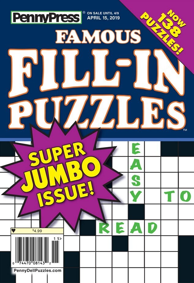 Famous Fill-In Puzzles Subscription - puzzle books for adults subscription