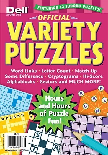 Dell Official Variety Puzzles Subscription -Anacrostics, Cryptoquizzes, Sudoku, Solicrosses, Collectibles, Petal Puzzles, and Tanglewords, plus too many more to mention. 