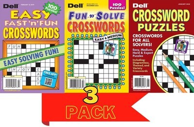 Dell Crosswords 3-pack Puzzle Books - puzzle books for adults variety packs for adults