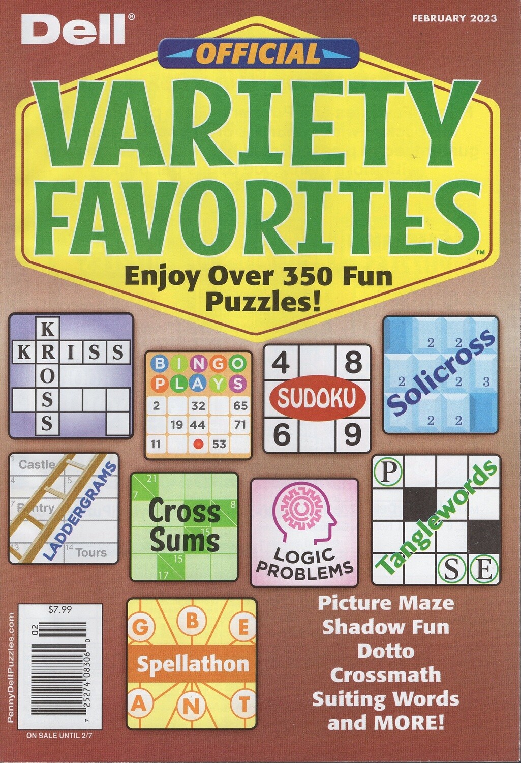 Dell Official Variety Favorites February 2023 - the largest assortment of puzzles and word games you ever saw in one publication