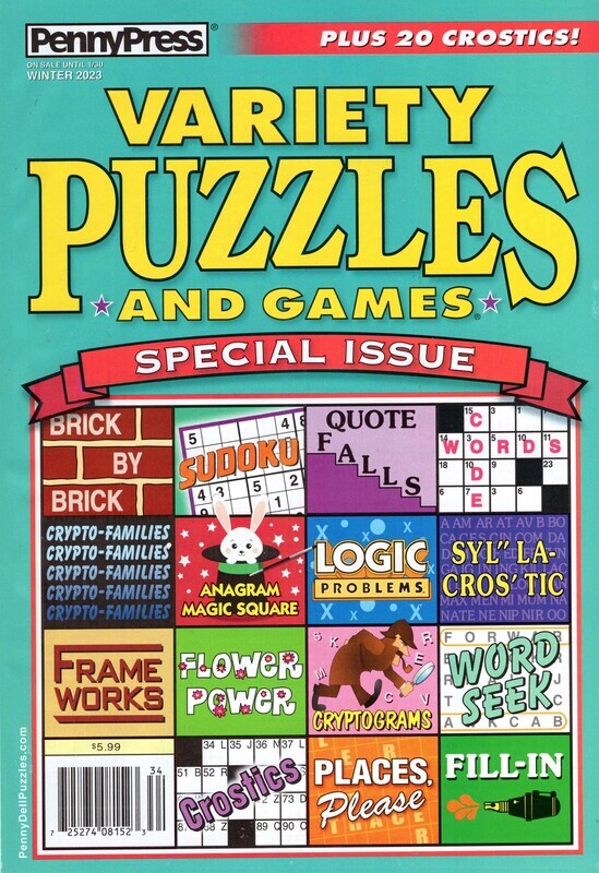 Variety Puzzles and Games Winter 2023 Variety Puzzle Books