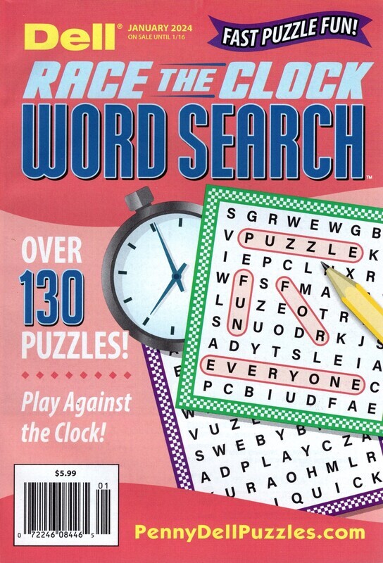 Dell Race the Clock Word Search January 2024 Dell Puzzle Books