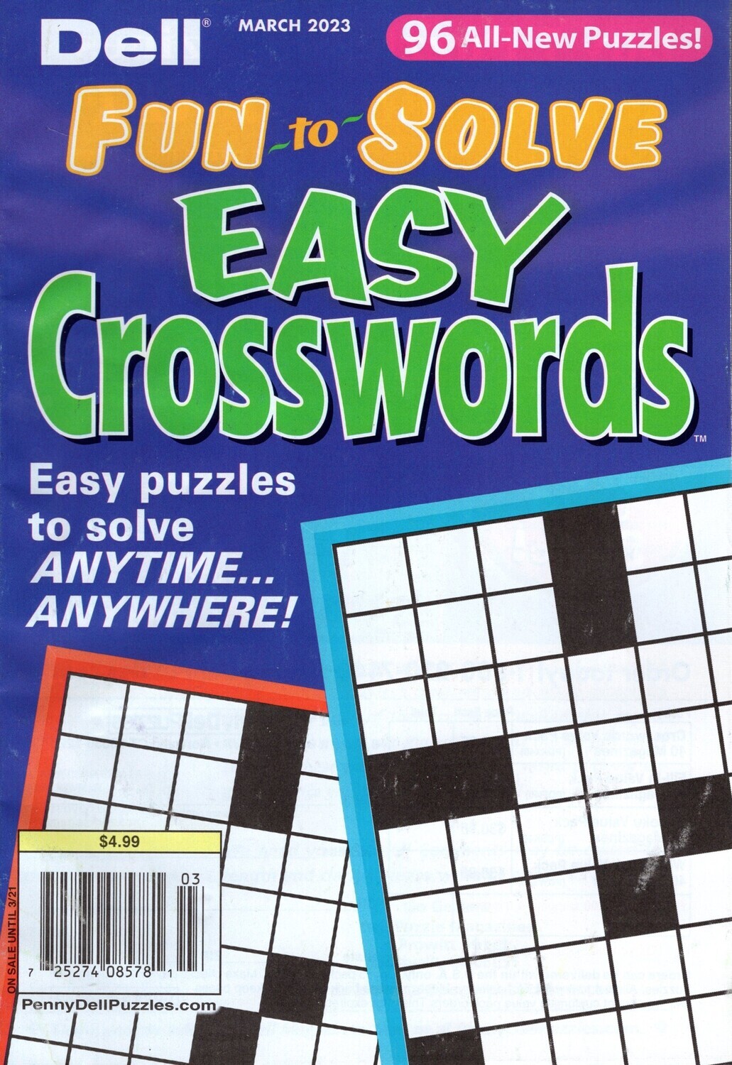 Dell FuntoSolve EASY Crosswords March 2023 Cheap Puzzle Books