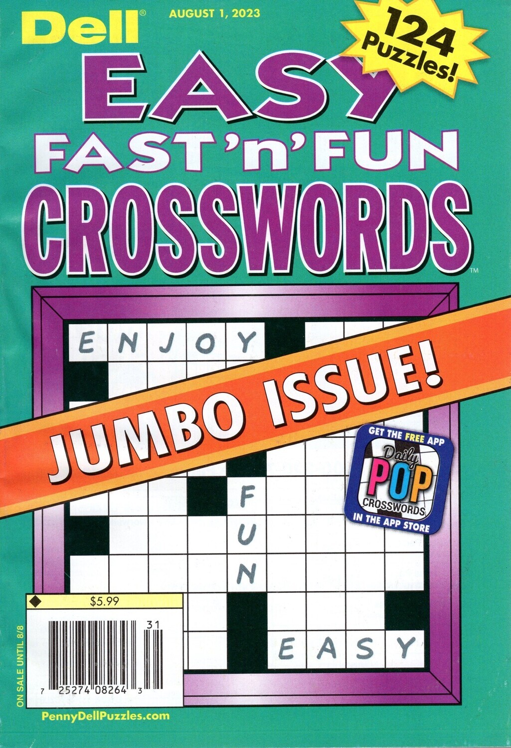 Easy Fast &#39;n&#39; Fun Crosswords Puzzle Books August 2023