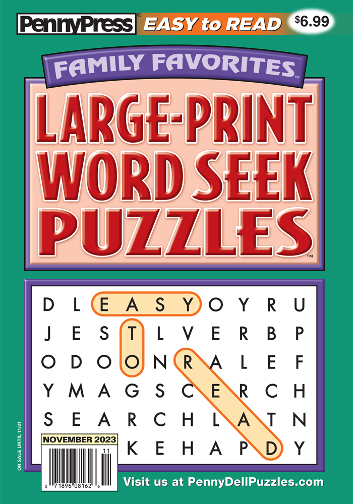 Puzzle Books large print - Large Print Family Favorites Word Seek November 2023