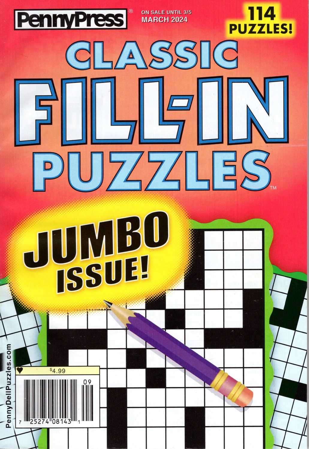 PennyPress Classic Fill-In Puzzles March 2024 from Puzzle Book Store