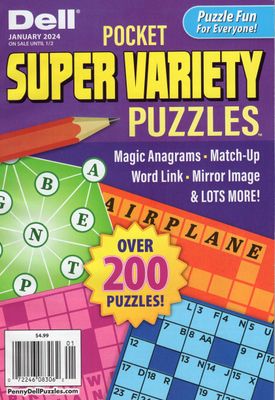 Dell Pocket SUPER VARIETY Puzzles January 2024 from PuzzleBookStore.com
