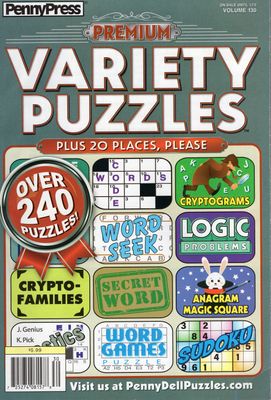 Penny Press Premium Variety Puzzles Magazine Vol 130 - variety crossword puzzle books
