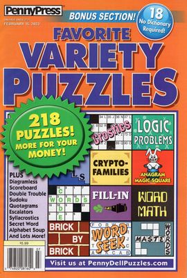 Penny Press Favorite Variety Puzzles February 2023 from PuzzleBookStore.com