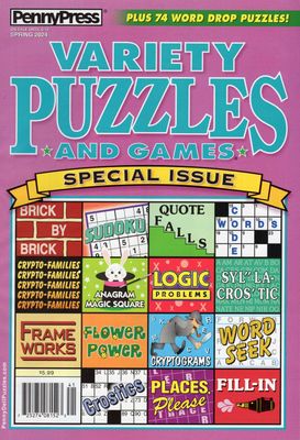 Variety Puzzles and Games Special Issue Spring 2024 from Puzzle Book Store