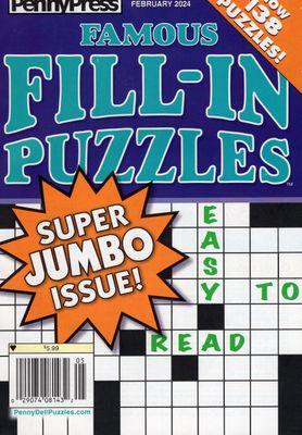 PennyPress Famous Fill-In Puzzles is a fun way for teens, adults or seniors to sharpen their minds.  fill in puzzles for beginners