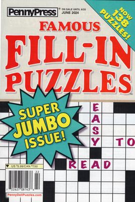 fill in puzzles for beginners - PennyPress Famous Fill-In Puzzles - Puzzle Book Store
