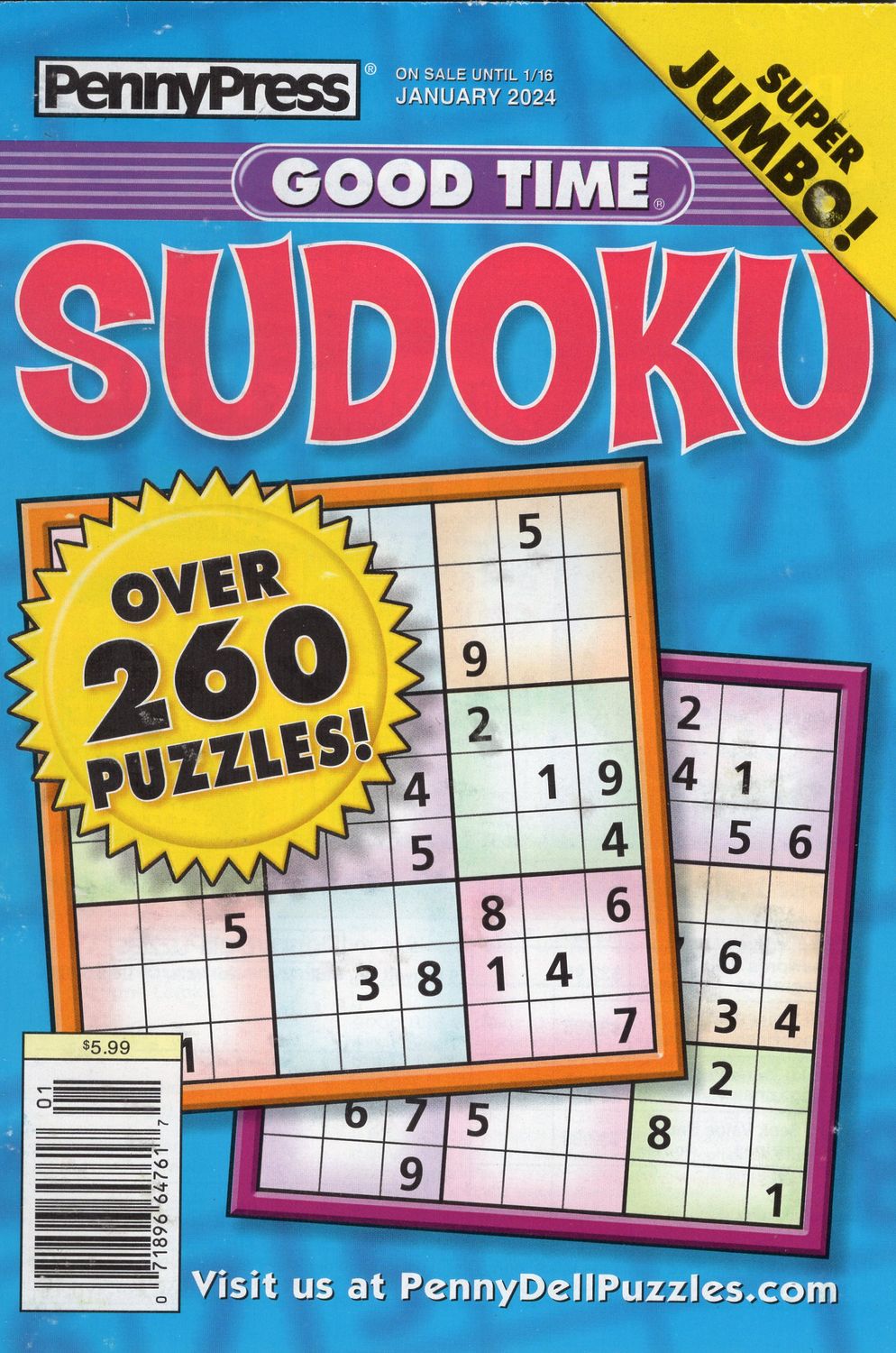 PennyPress Good Time Sudoku January 2024 - Puzzle Book Store