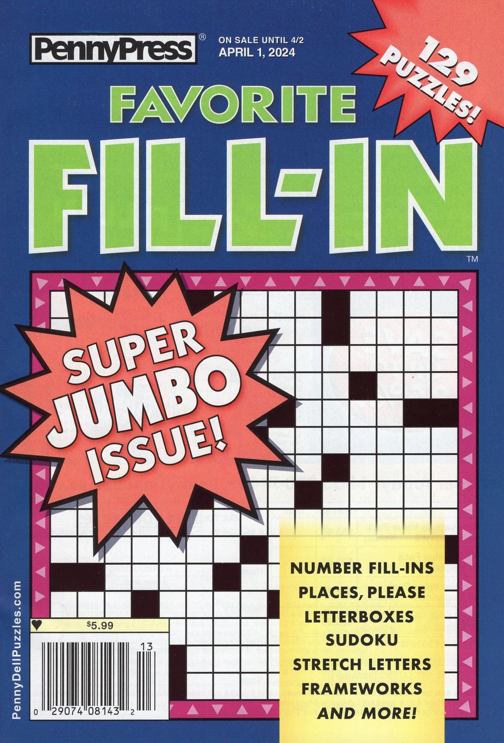 Puzzle Book Store - Favorite Fill-In Puzzles April 2024