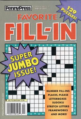 Fill In Puzzles | Favorite Fill-In Puzzles May 2024 - Puzzle Book Store