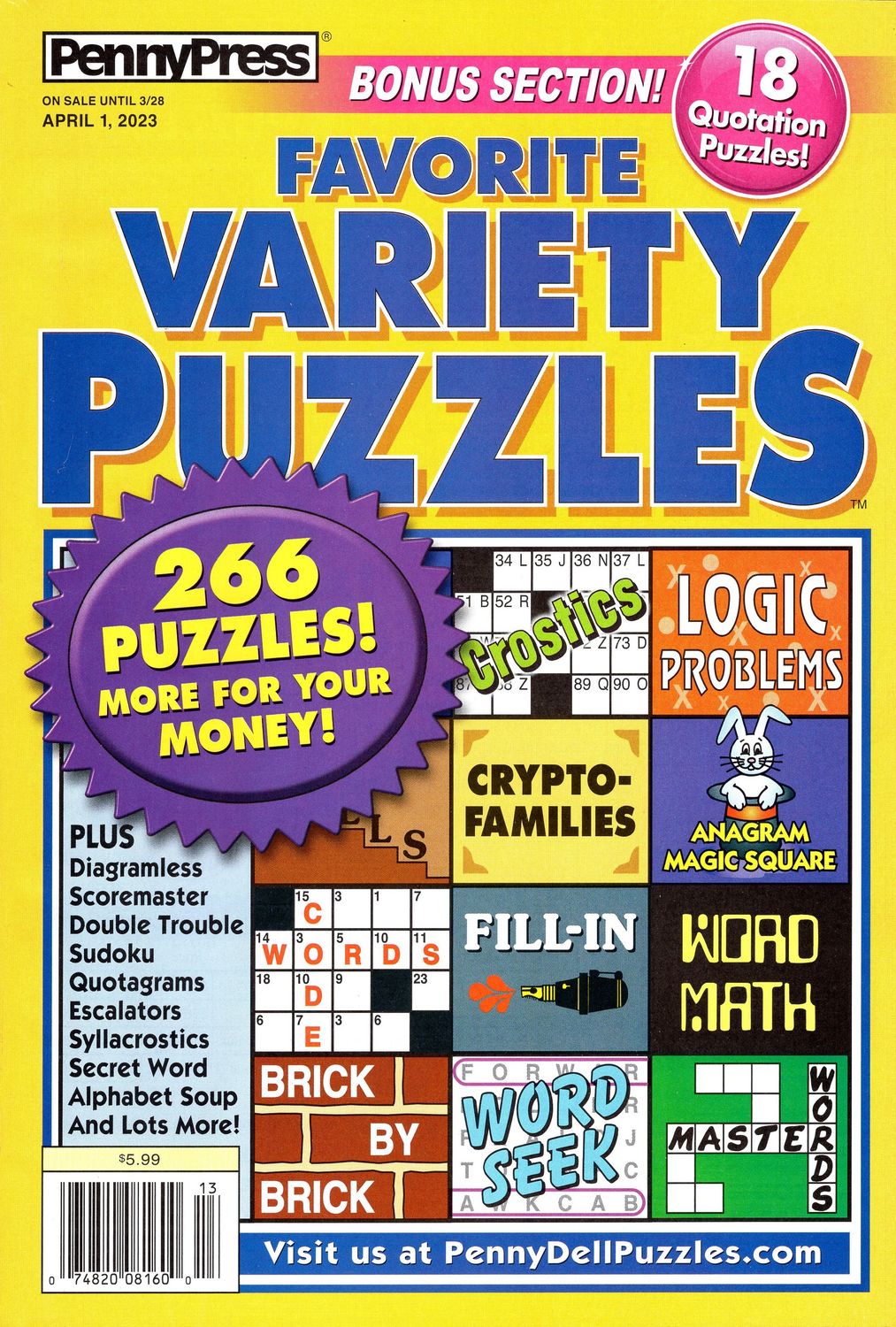 Puzzle Book Store- Penny Press Favorite Variety Puzzles April 2023