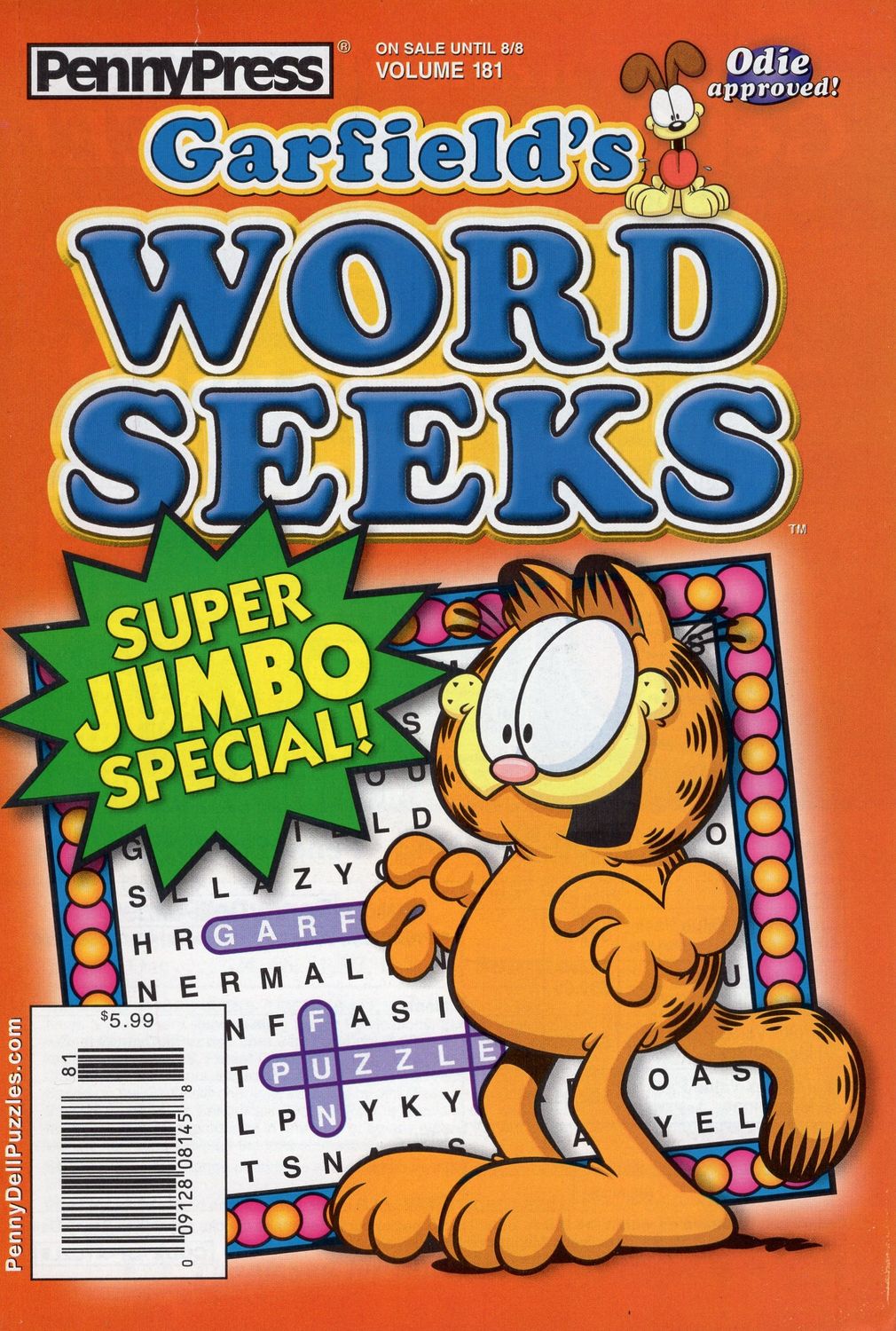 Penny Press Word Seek Puzzles -PuzzleBookStore.com - PennyPress Garfield’s Word Seeks August 2023
