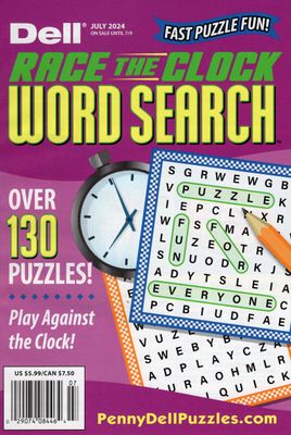 Dell Race the Clock Word Search July 2024 - Puzzle Book Store