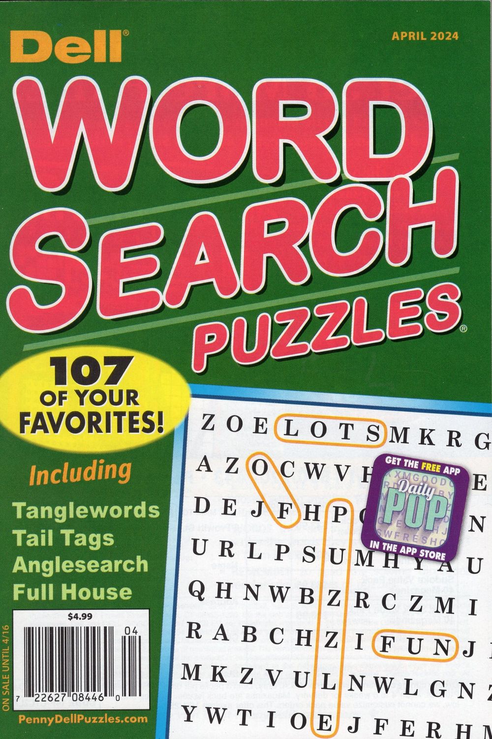 Puzzle Book Stores | Dell Word Search Puzzles April 2024 - Enjoy hundreds of fun and challenging word search puzzles on various topics, such as animals, countries, food, history, music, science and more.