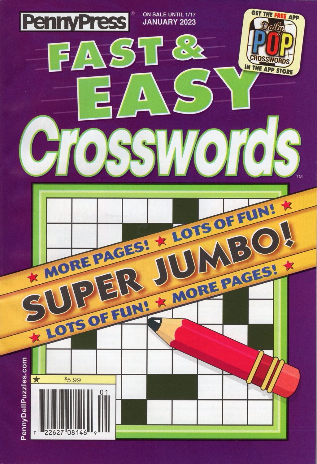 Fast &amp; Easy Crosswords January 2023 -crossword puzzle books for adults