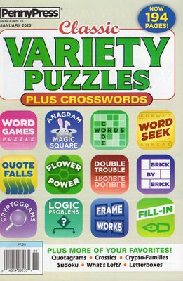 PUZZLEBOOKSTORE.COM - PennyPress Classic Variety Puzzles Plus Crosswords January 2023