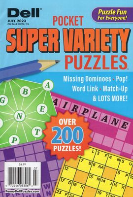 Dell Pocket SUPER VARIETY Puzzles jULY 2023 from Puzzle Book Store