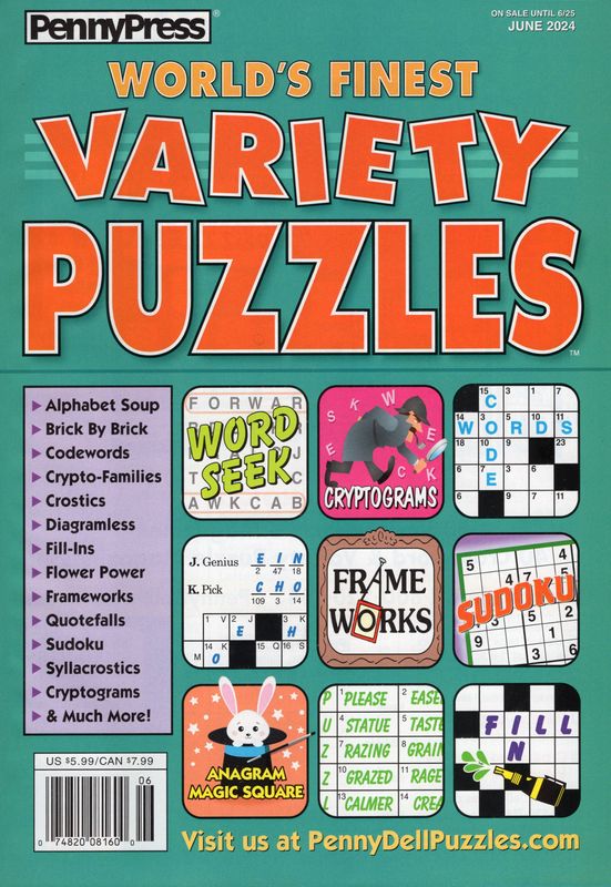 World’s Finest Variety Puzzles June 2024 - PUZZLEBOOKSTORE.COM