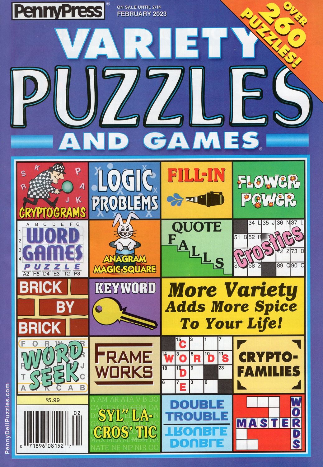 Variety Puzzles and Games February 2023 - Puzzle Book Store
