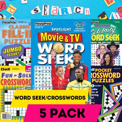 Dell Penny Press Word Seek/Crosswords Puzzle 5 Pack - Puzzle Book Store -puzzle books for adults variety pack