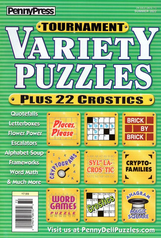 PennyPress Tournament Variety Puzzles Summer 2022