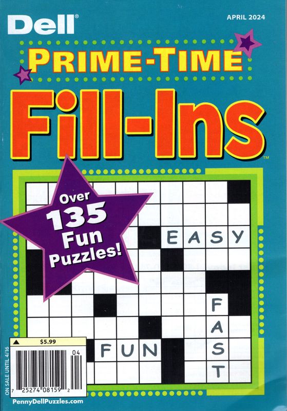 Dell Prime-Time Fill-Ins April 2024 from Puzzle Book Store