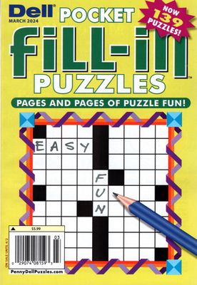 Puzzle Book Store | Dell Pocket Fill-In Puzzles March 2024 - Enjoy easy, medium, and hard puzzles, as well as 4 Jumbos and several Number Fill-Ins.