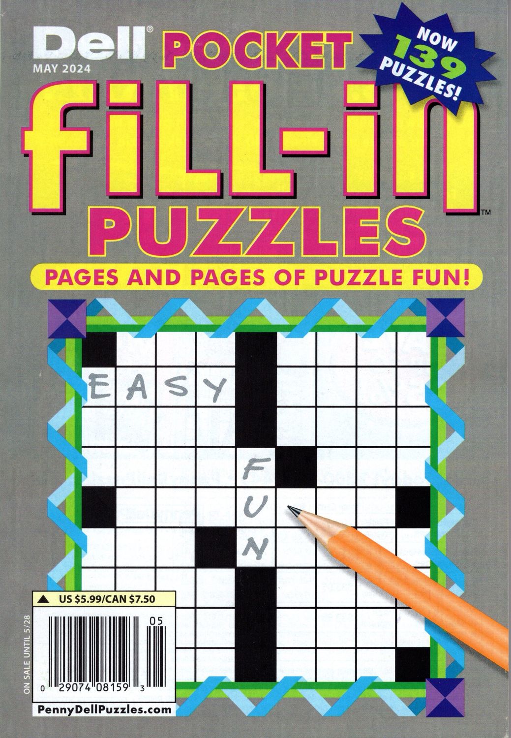 Dell Pocket Fill-In Puzzles May 2024 - Puzzle Book Store - fillin puzzle books