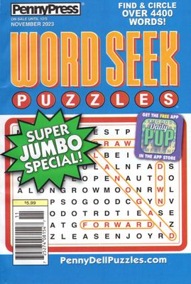 PennyPress Word Seek Puzzles November 2023 from Puzzle Book Store