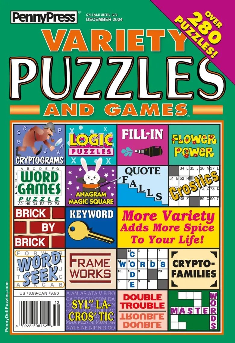 Variety Puzzles and Games December 2024 - From code crosswords to sudoku, there&#39;s an activity for everyone inside.