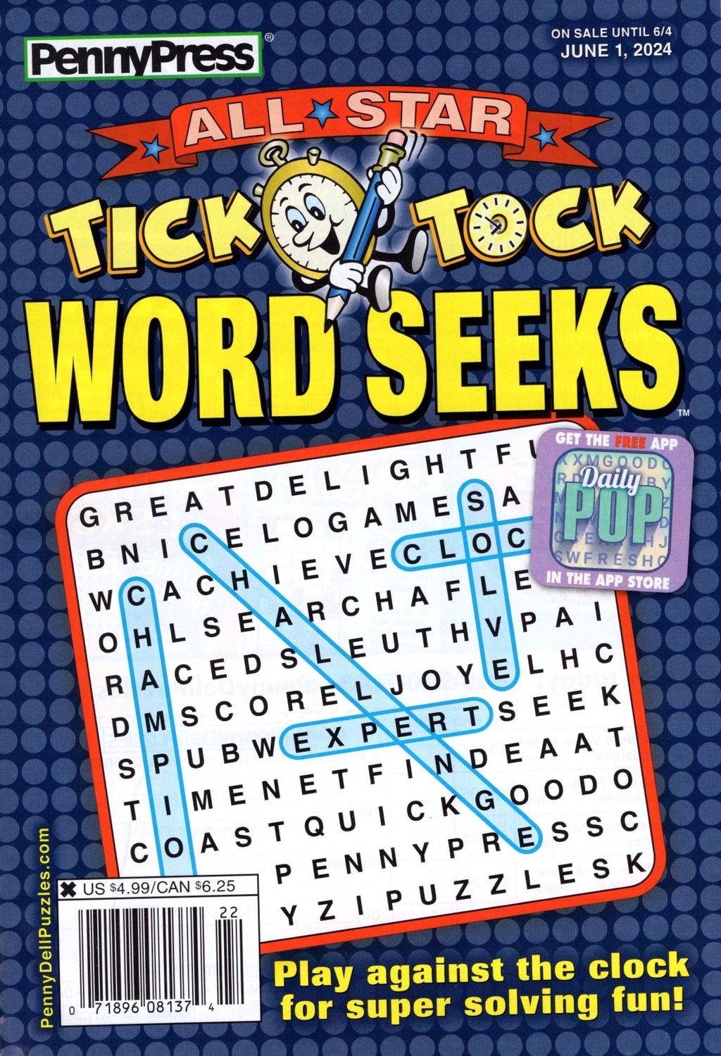 PennyPress Word Seek - All-Star Tick Tock Word Seeks June 2024