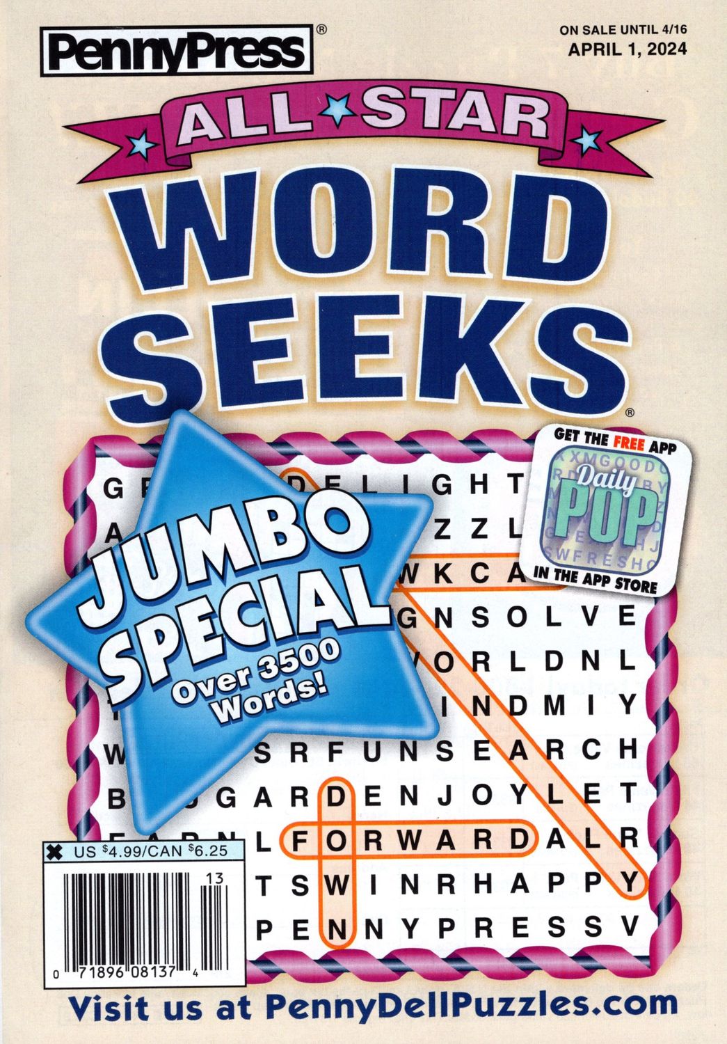 All-Star Word Seeks Puzzle Book April 2024
