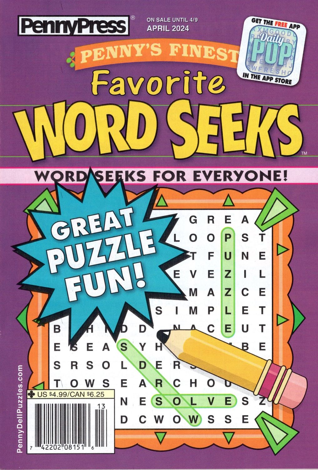 Penny’s Finest Favorite Word Seeks Puzzle Book April 2024