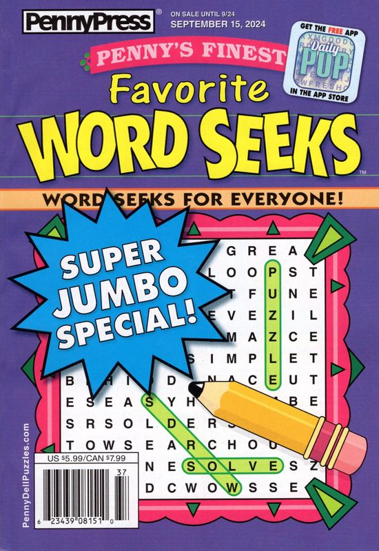 Penny’s Finest Favorite Word Seek Puzzle Book September 2024