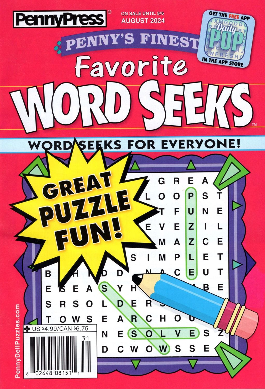 Penny’s Finest Favorite Word Seeks Puzzle Book August 2024