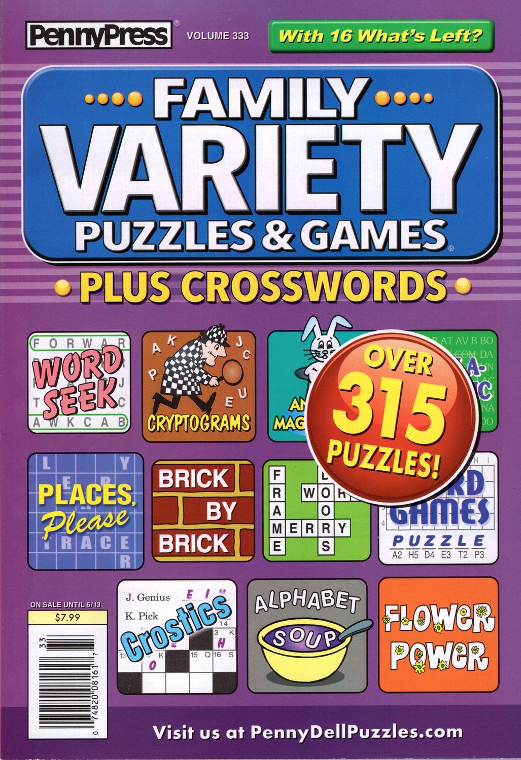 Family Variety Puzzles &amp; Games Plus Crosswords #333 - penny press crossword puzzles books