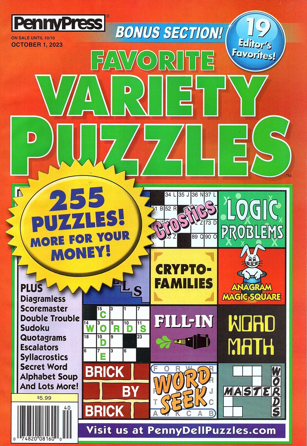 puzzle book store- Penny Press Favorite Variety Puzzles October 2023