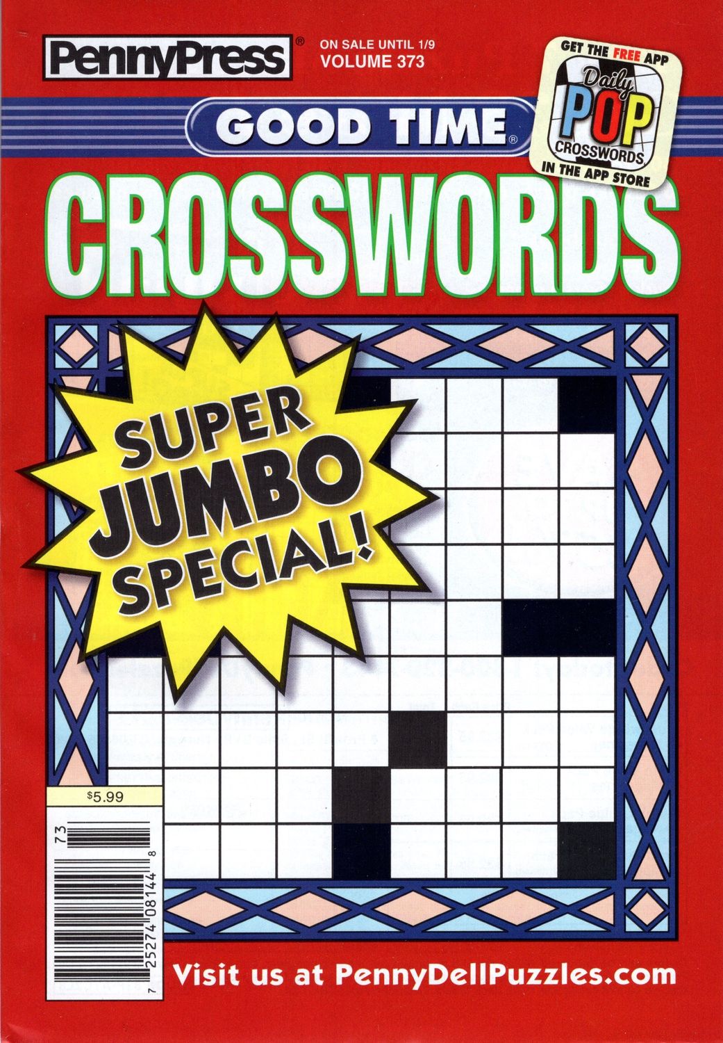 PennyPress Good Time Crosswords Puzzle Book #373 Jan 2024