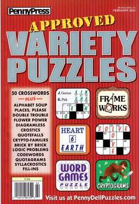 Approved Variety Puzzles February 2024 - Crostics, Fill-Ins, Frameworks, Logic problems, Quotefalls, and Word Seeks