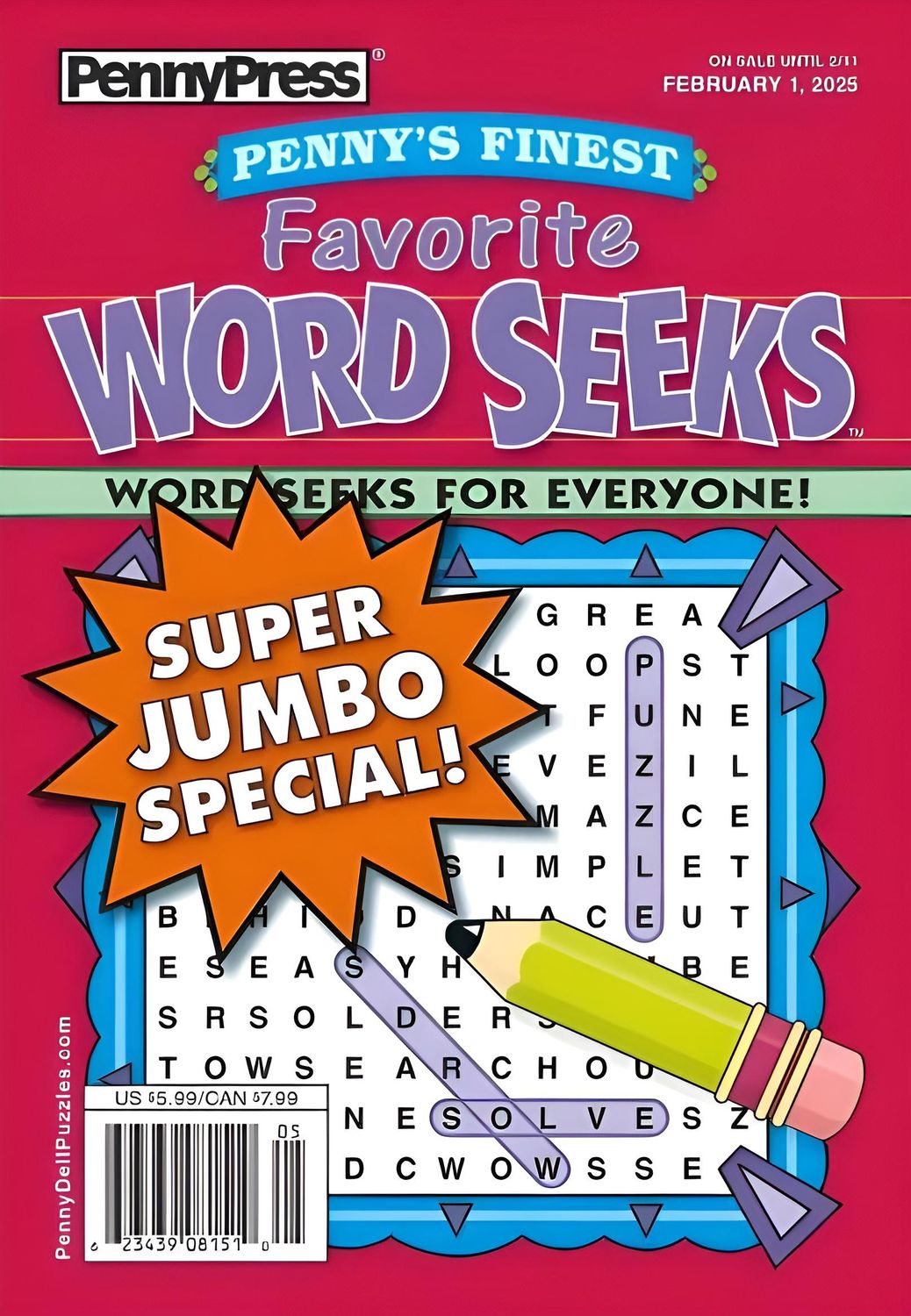 Penny’s Finest Favorite Word Seeks Puzzle Book February 2025