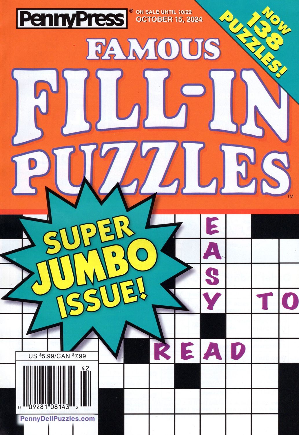 PennyPress Famous Fill-In Puzzles October 2024