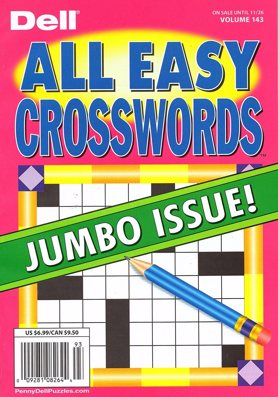 Dell All Easy Crosswords November 2024 Vol 143 -puzzle books from Dell puzzles